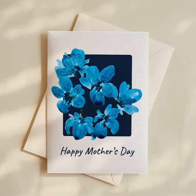 Blaue Aquarell-Blumen zum Muttertag Karte (Von Creator hochgeladen)