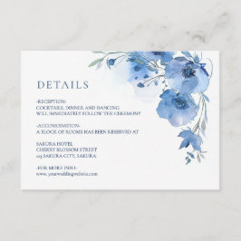 Blaue Aquarell-Blumendetails Begleitkarte