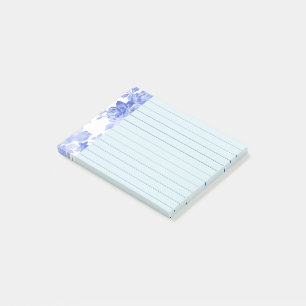 Blaue Aquarell-Blumengestaltung, liniert Post-it Klebezettel