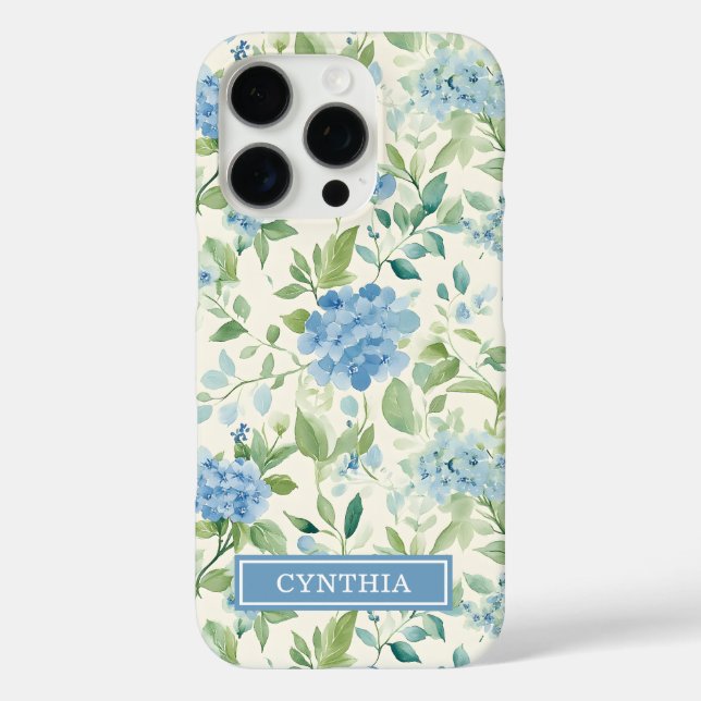 Blaue Aquarell-Blumenmonogramm  Case-Mate iPhone Hülle (Rückseite)