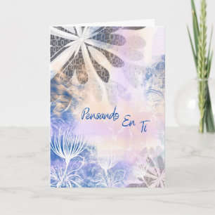 Blaue Aquarell-Blumentrostkarte Karte
