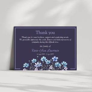 Blaue Aquarell-Blumenwiese Blumen Beerdigung Dankeskarte