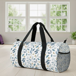 Blaue Aquarell-Botanik-Muster Duffle Bag