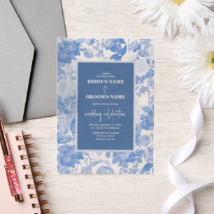 Blaue Aquarell-Botanische Florale Hochzeit
