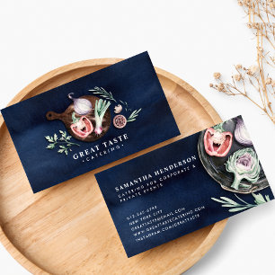 Blaue Aquarell-Catering Visitenkarte