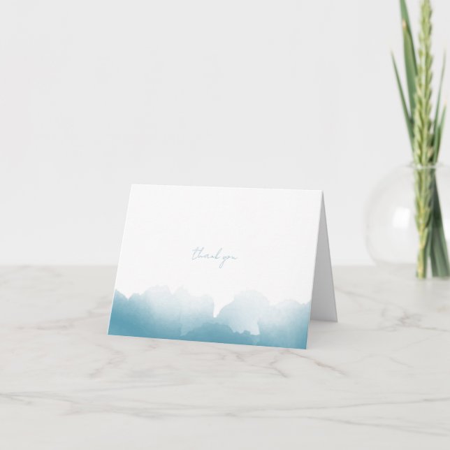 Blaue Aquarell-Dankeskarten Dankeskarte (Vorderseite)