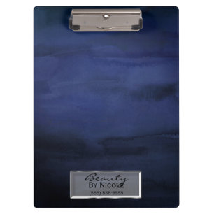 Blaue Aquarell Elegante Schicke Glam Personalisier Klemmbrett