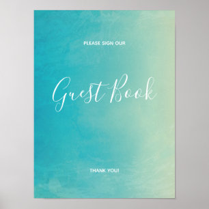 Blaue Aquarell-Gästebuch-Unterschriftenposter Poster