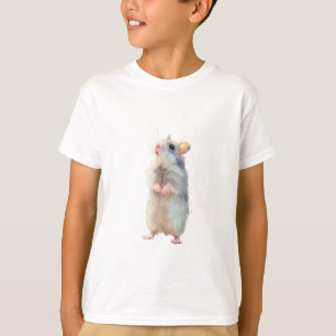 Blaue Aquarell-Hamster-Kinder stehen aufrecht T-Shirt