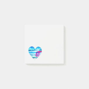 Blaue Aquarell-Herz Post-it Klebezettel