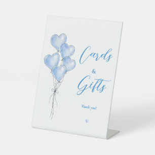 Blaue Aquarell-Herzballon-Party-Karten & Geschenke Sockelschild