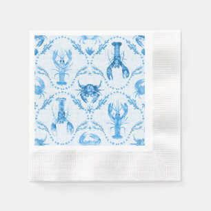 Blaue Aquarell-Hummer-Krebs-Ogee-Muster-Hochzeit Serviette