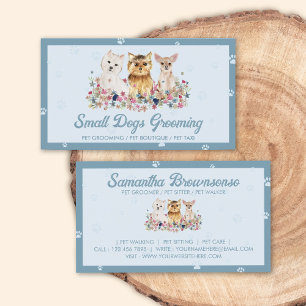 Blaue Aquarell-Hundepfoten-Druck Pet-Sitter Visitenkarte