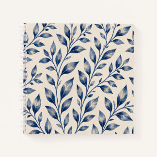 Blaue Aquarell-Laub-Notebook Notizbuch