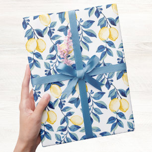 Blaue Aquarell-Limette Geschenkpapier