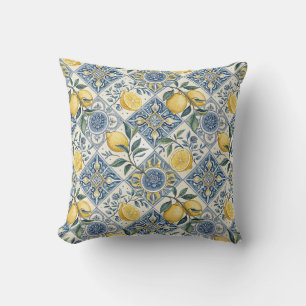 Blaue Aquarell-Limette Kissen