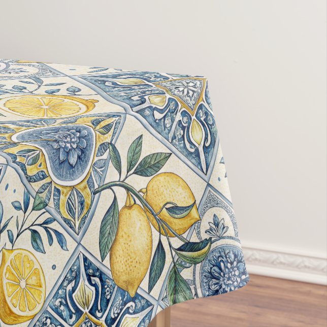 Blaue Aquarell-Limette Tischdecke (Beispiel)