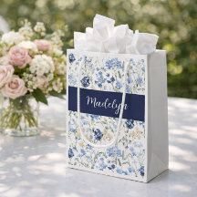 Blaue Aquarell-Monogramm-Wildblume