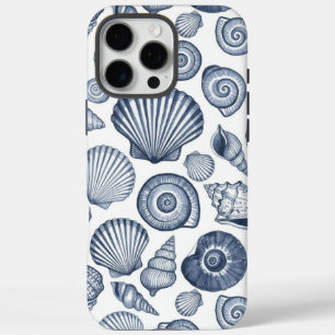 Blaue Aquarell-Muschel Muster Küsten-Nautik iPhone 16 Pro Max Hülle