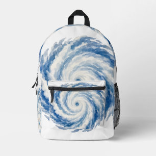Blaue Aquarell-Ozean-Sturm-Swirle – Abstrakt Bedruckter Rucksack