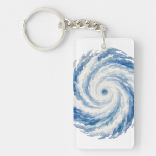 Blaue Aquarell-Ozean-Sturm-Swirle – Abstrakt Schlüsselanhänger