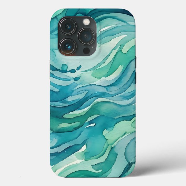 Blaue Aquarell-Ozeanwellen Case-Mate iPhone Hülle (Rückseite)