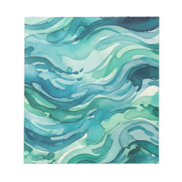 Blaue Aquarell-Ozeanwellen Notizblock