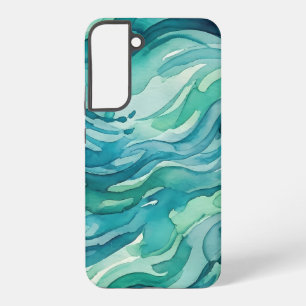 Blaue Aquarell-Ozeanwellen Samsung Galaxy Hülle