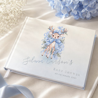 Blaue Aquarell Reh Baby Shower 3 Ring Binder Gästebuch