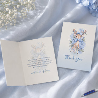 Blaue Aquarell Reh Baby Shower Dankeskarten Dankeskarte