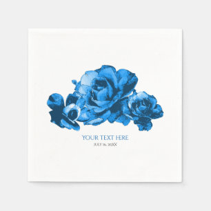 Blaue Aquarell-Rosen Elegante Hochzeit Serviette