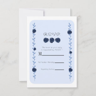 Blaue Aquarell-Rosenranken Cottage Chic RSVP Antwo Karte