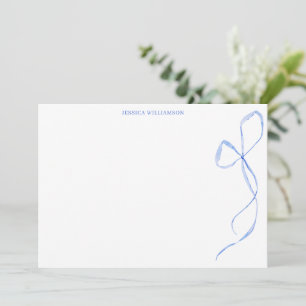 Blaue Aquarell-Schleife personalisierte Schreibwar Dankeskarte
