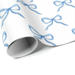 Blaue Aquarell-Schleifen-Muster Geschenkpapier
