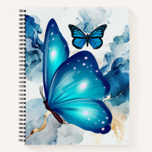 Blaue Aquarell-Schmetterling Magisches Notizbuch