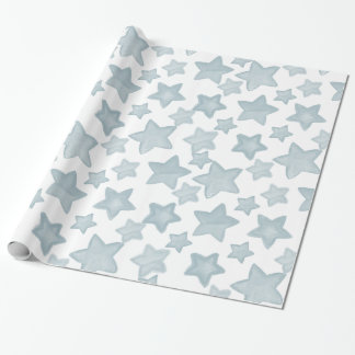 Blaue Aquarell-Sterne Geschenkpapier