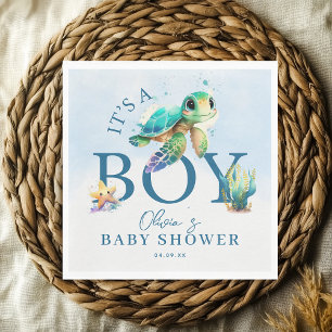 Blaue Aquarell-Unterwasser-Baby-Party Serviette