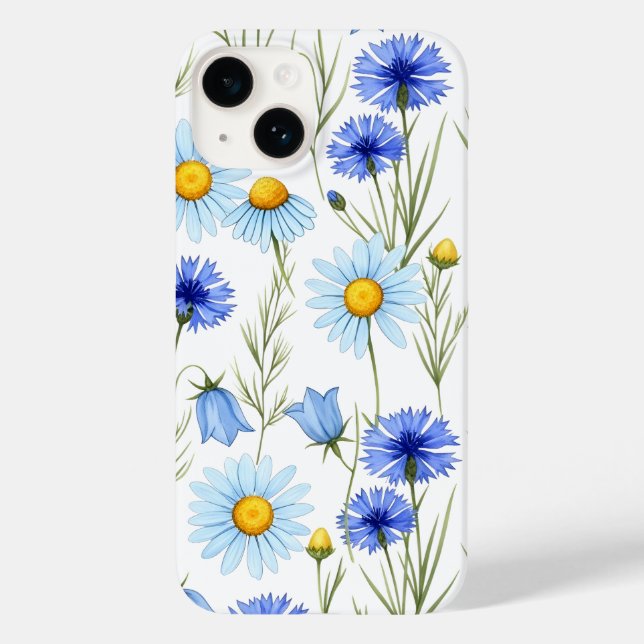 Blaue Aquarell-Wildblume Case-Mate iPhone Hülle (Rückseite)