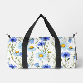 Blaue Aquarell-Wildblume Duffle Bag