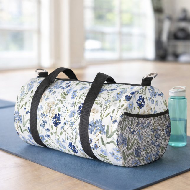 Blaue Aquarell-Wildblume Duffle Bag (Von Creator hochgeladen)