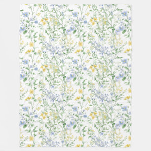Blaue Aquarell-Wildblume Fleecedecke