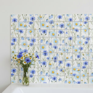 Blaue Aquarell-Wildblume Fliese