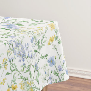 Blaue Aquarell-Wildblume Tischdecke