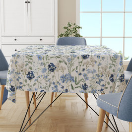 Blaue Aquarell-Wildblume Tischdecke