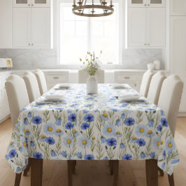 Blaue Aquarell-Wildblume Tischdecke