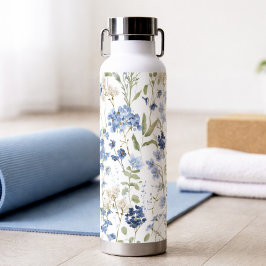Blaue Aquarell-Wildblume Trinkflasche