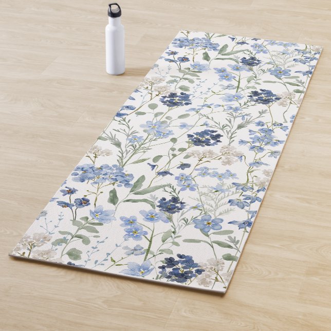 Blaue Aquarell-Wildblume  Yogamatte (Beispiel)