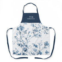 Blaue Aquarell-Wildblumen Elegantes Namensmonogram