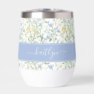 Blaue Aquarell-Wildblumen-Monogramm