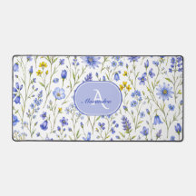 Blaue Aquarell-Wildblumenmuster mit individuellem 